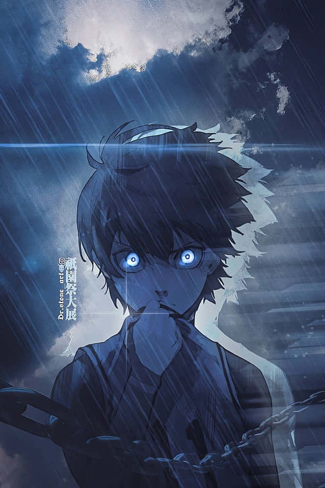 Blue Lock, anime boy, glowing blue eyes, SD Phone Wallpaper