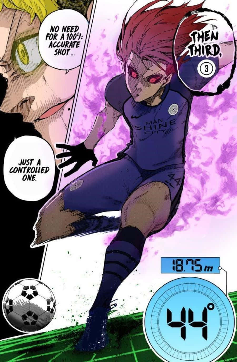 Blue Lock Manga, purple Manchester City jersey, red eyes, HD Phone Wallpaper