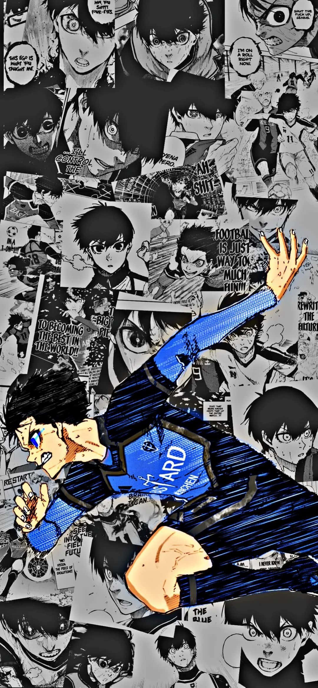 Blue Lock Manga, anime soccer player, blue jersey, Full HD Phone Wallpaper