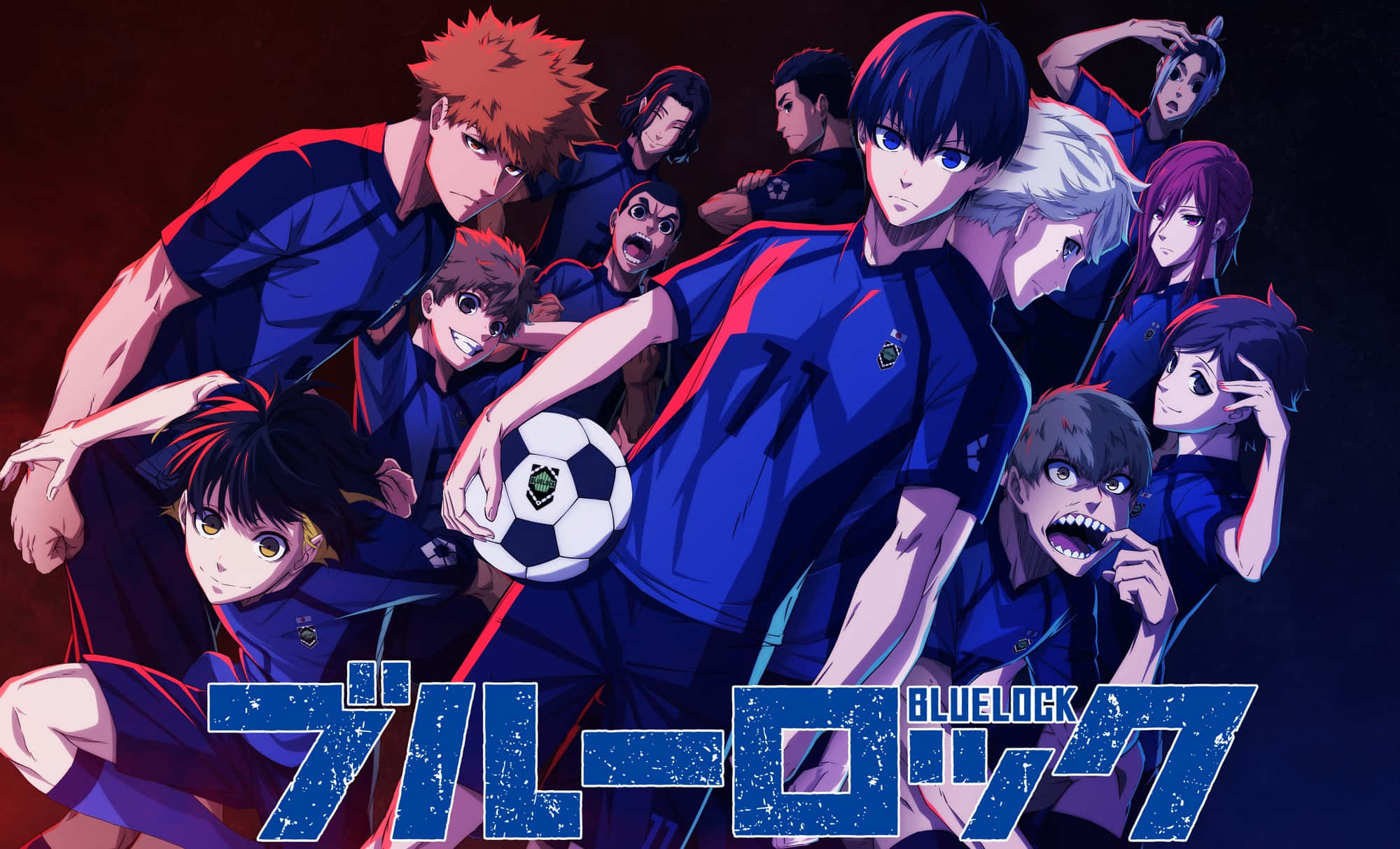 Blue Lock, anime character collage, soccer players, Full HD Desktop Wallpaper