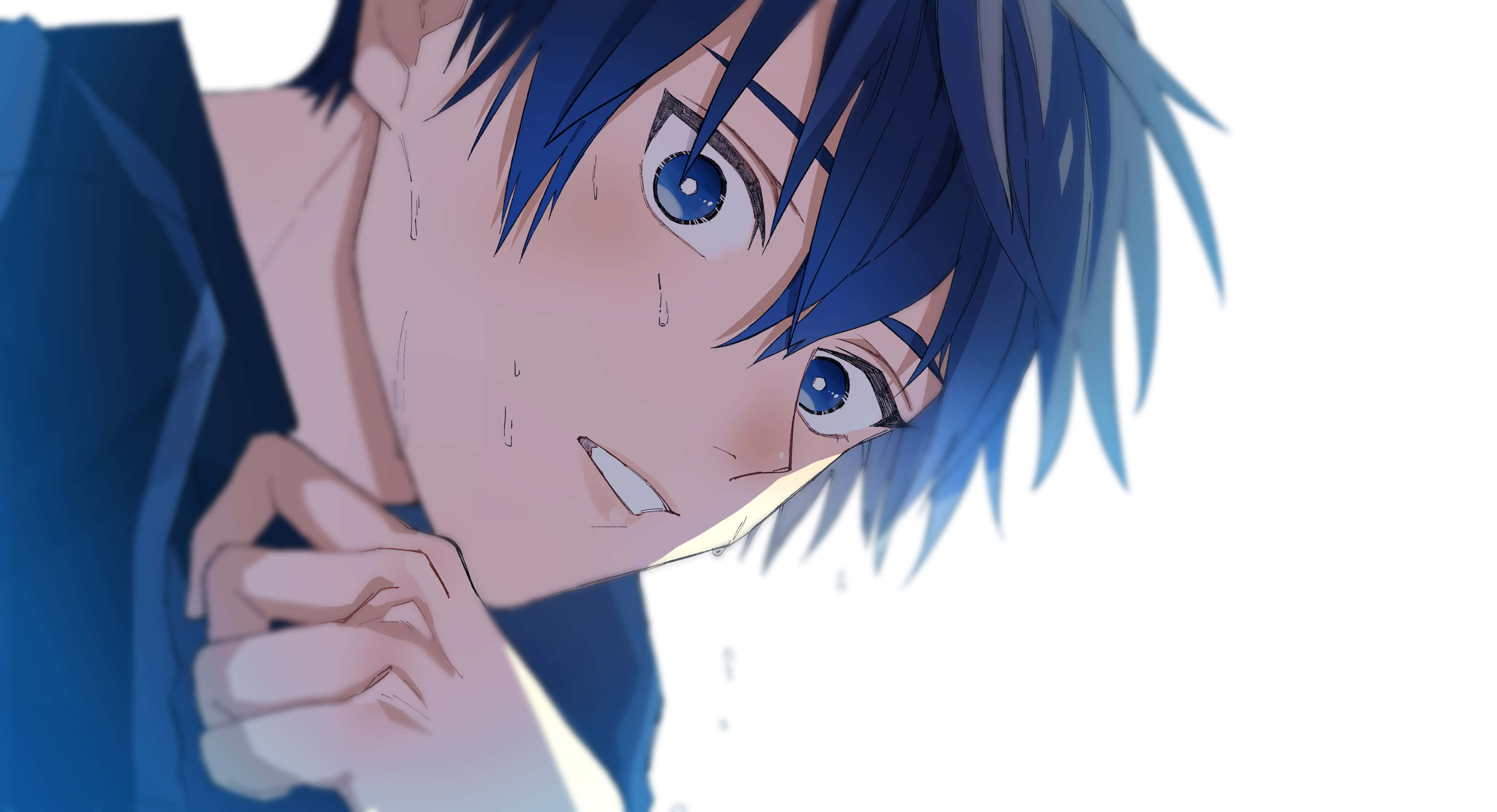 Blue Lock, anime boy, blue hair, 4K Desktop Wallpaper