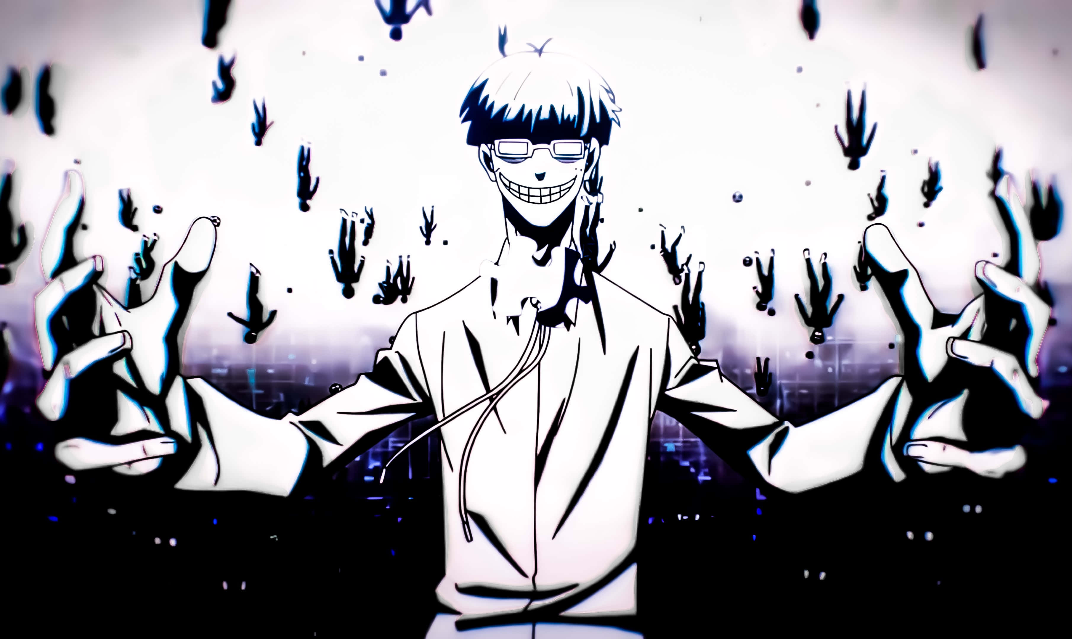 Blue Lock Anime Character, glasses, wide grin, 2K Desktop Wallpaper
