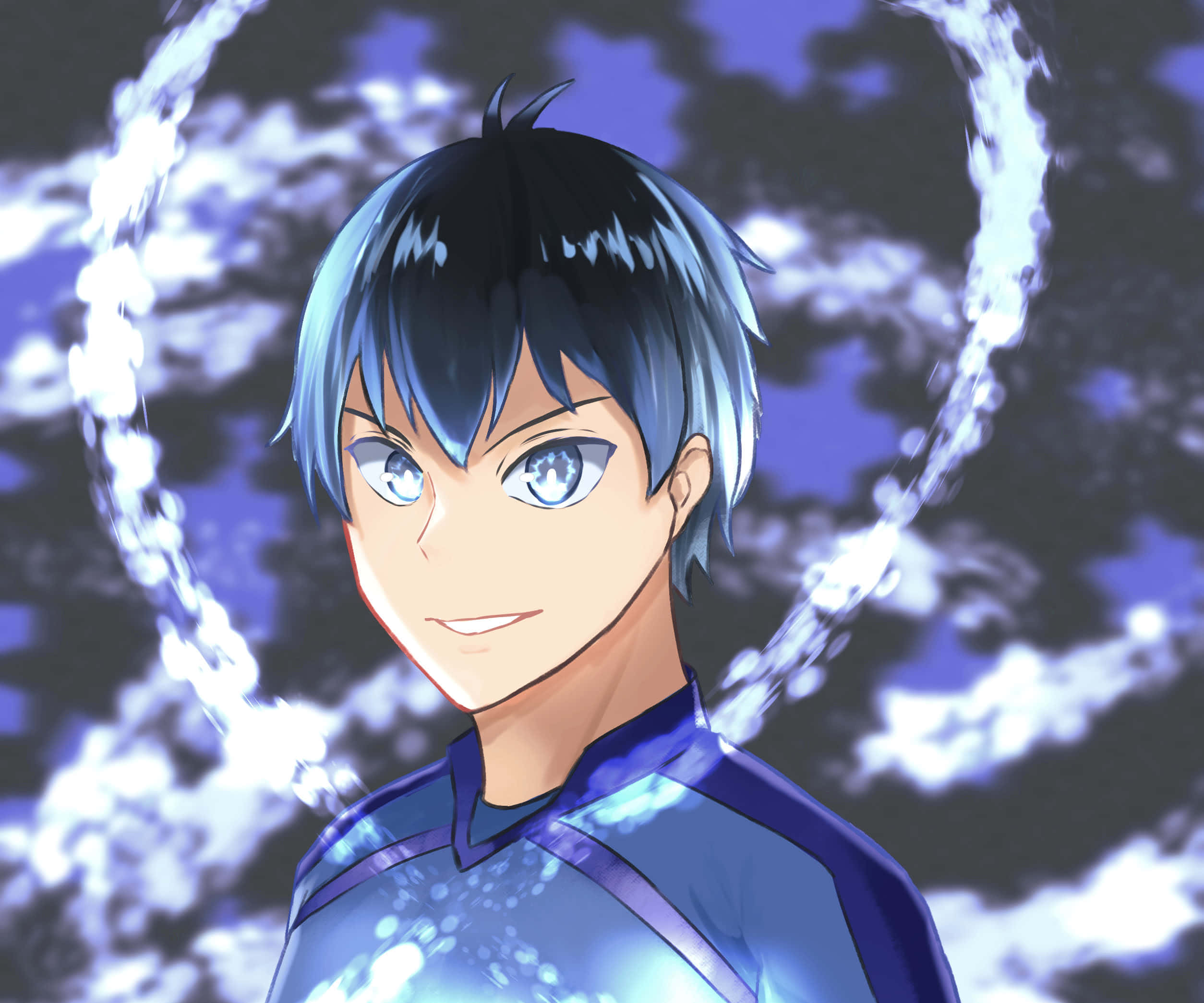 Blue Lock, anime boy, blue hair, Full HD Desktop Wallpaper