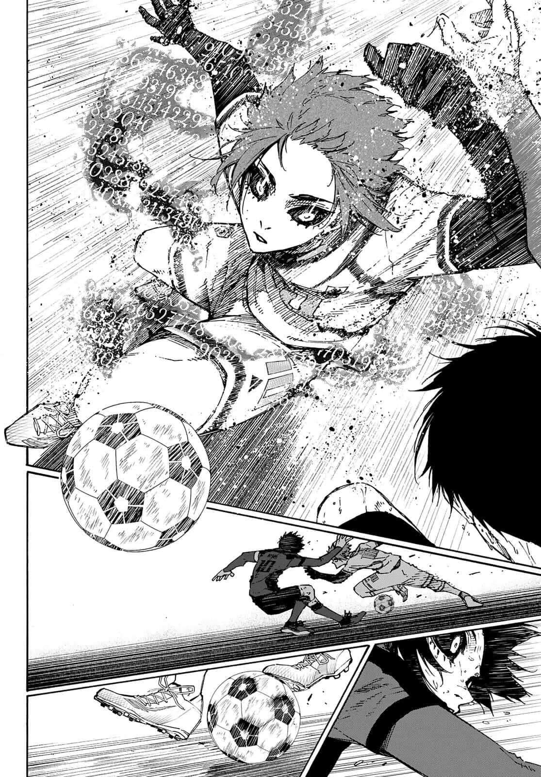 Blue Lock Manga, black and white manga panel, soccer player diving, HD Phone Wallpaper