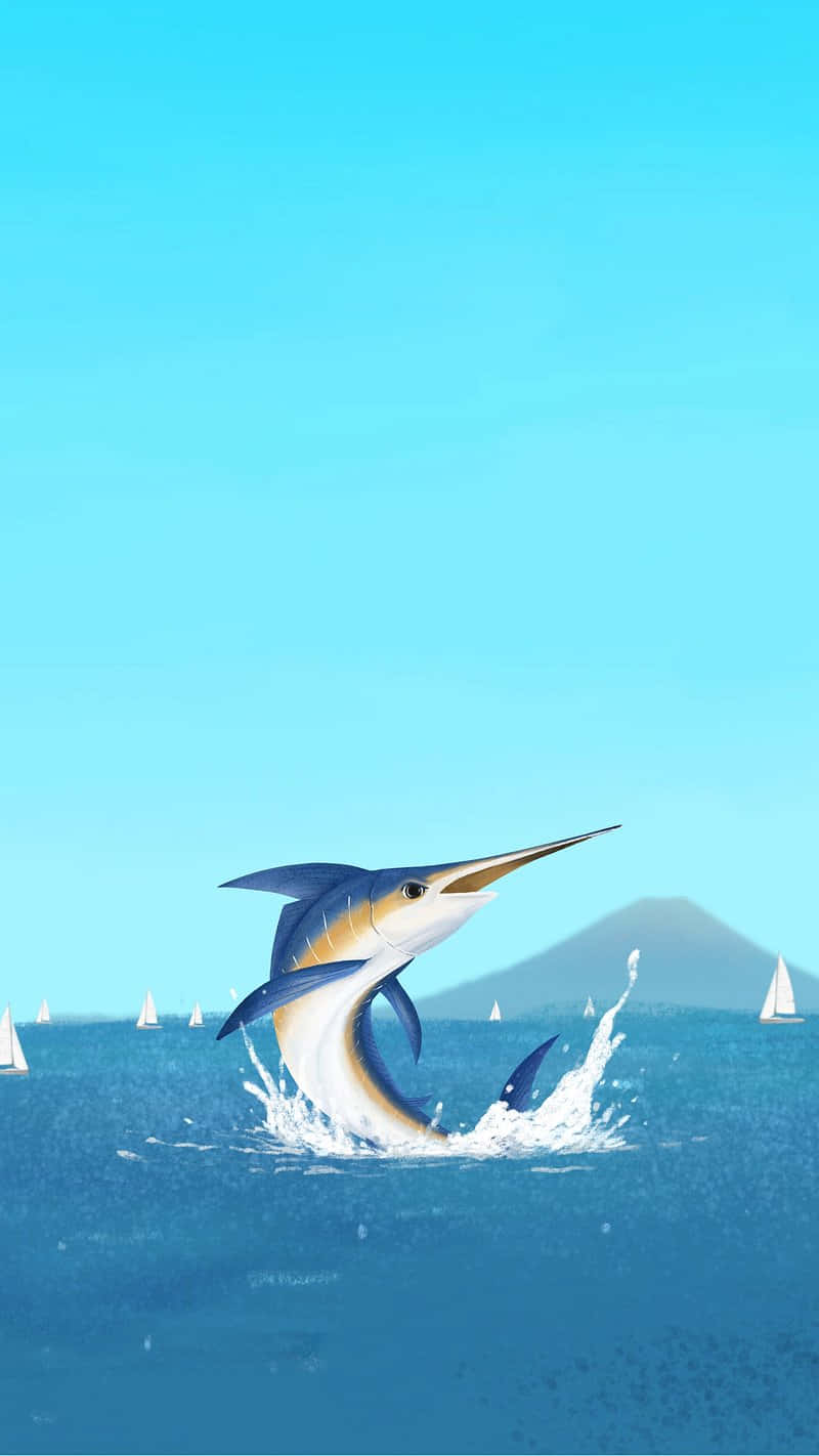 Blue Marlin, turquoise waters, white foam, HD Phone Wallpaper