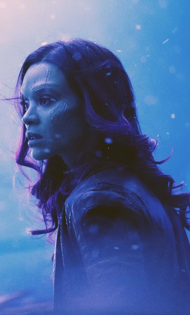 Blue Marvel, purple hair, glowing blue face markings, SD Phone Wallpaper