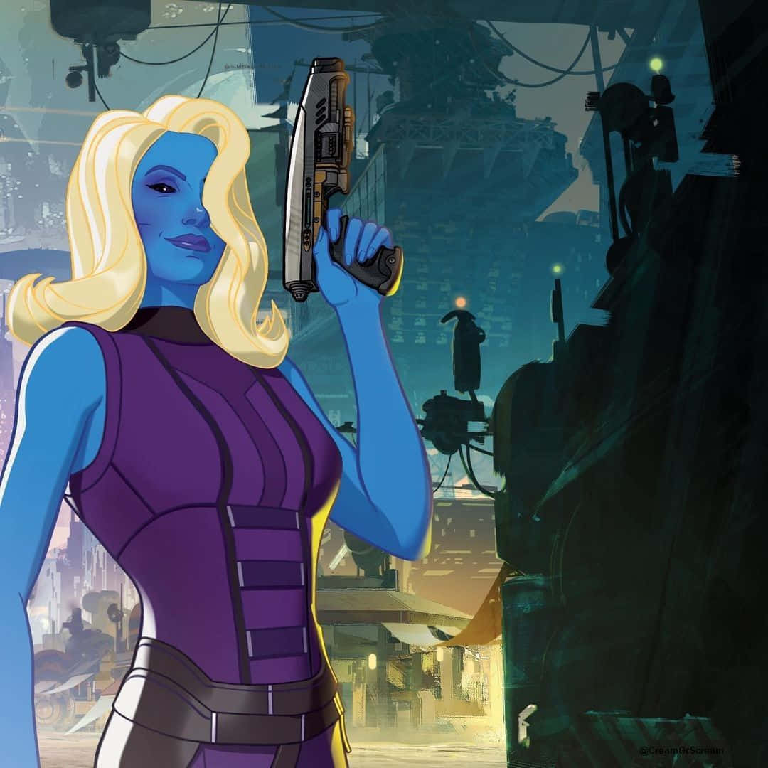 Blue Marvel, blue-skinned, blonde woman, SD Desktop Wallpaper