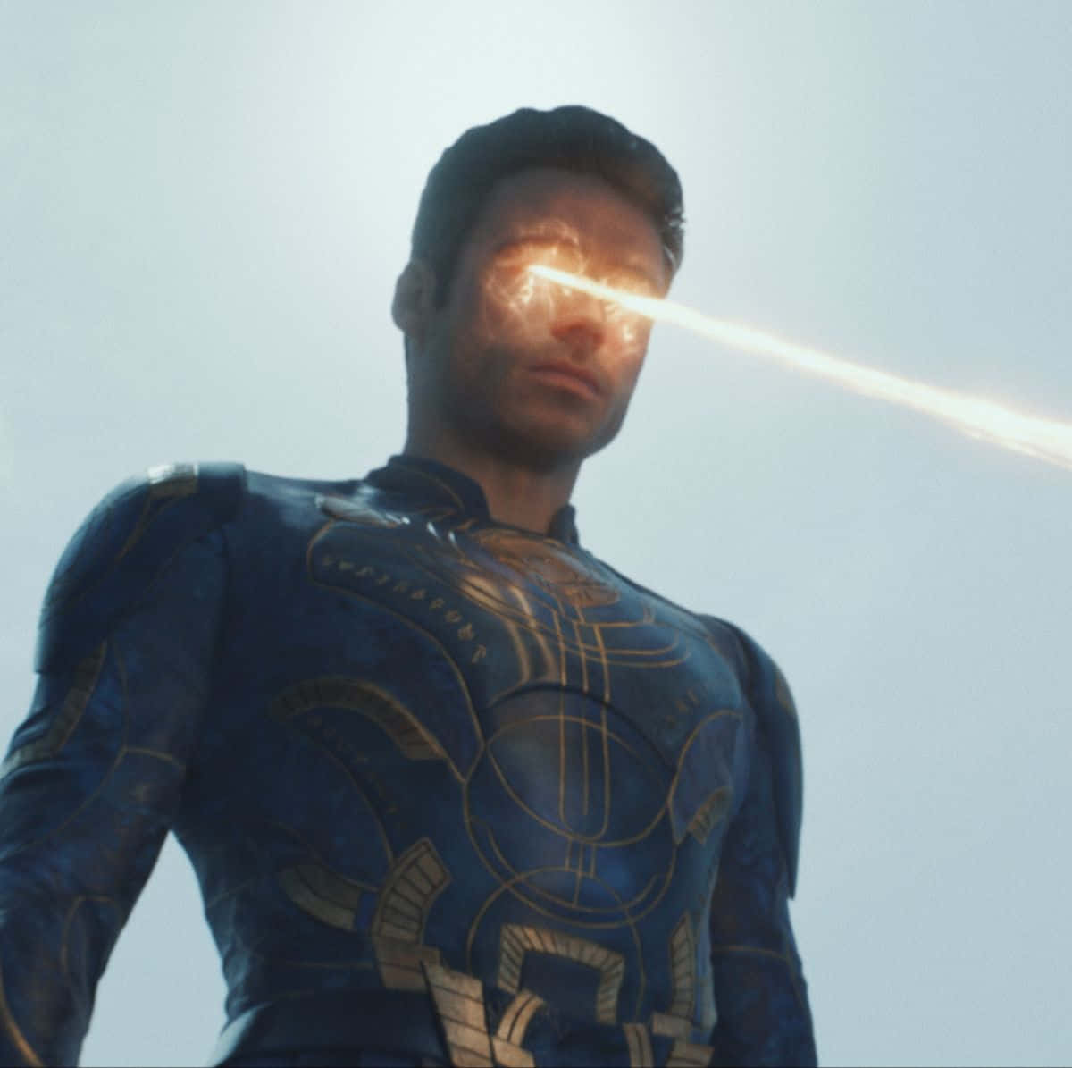 Blue Marvel, blue and gold suit, bright beam from his eye, SD Desktop Wallpaper