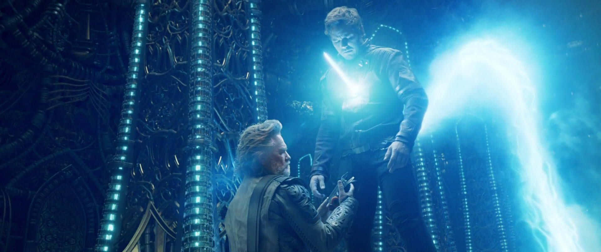 Blue Marvel, futuristic blue-lit chamber, glowing vertical tubes, Full HD Desktop Wallpaper