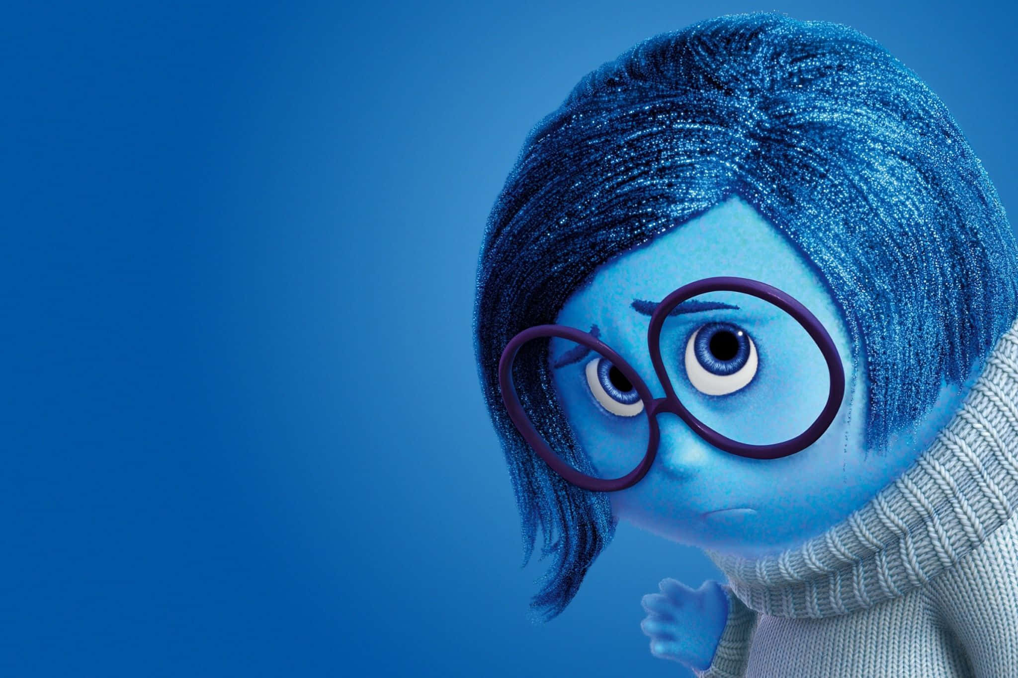 blue animated character, glasses, knit sweater, Full HD Desktop Wallpaper