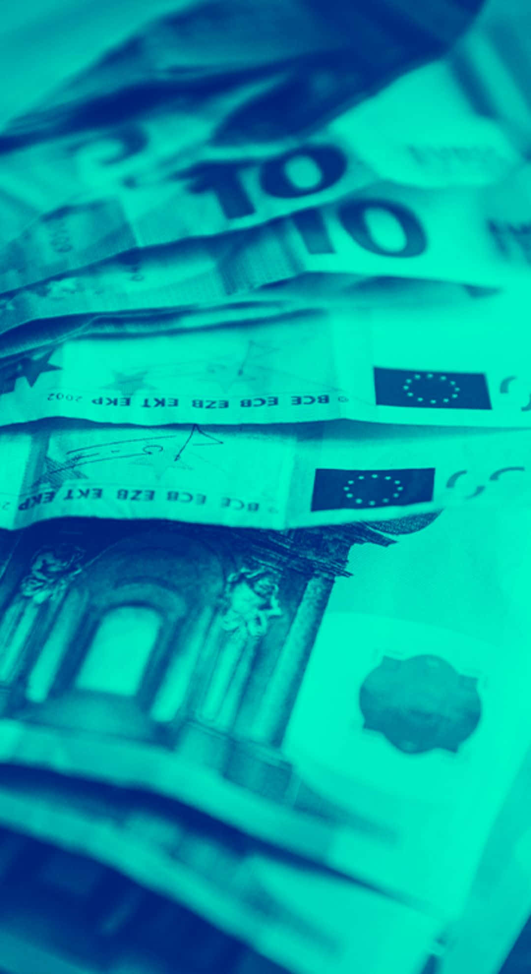 Blue Money Vibes, euro banknotes, cool cyan light, Full HD Phone Wallpaper