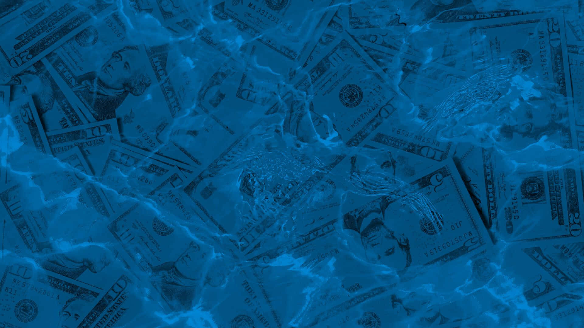 Blue Money Texture, dollar bills, rippling blue water, Full HD Desktop Wallpaper