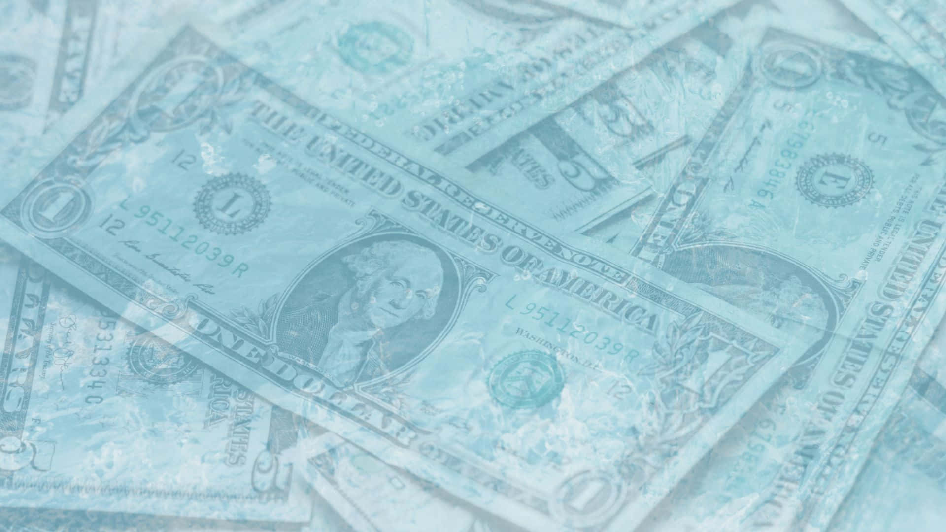 Blue Money Aesthetic, one dollar bills, cool blue tint, Full HD Desktop Wallpaper
