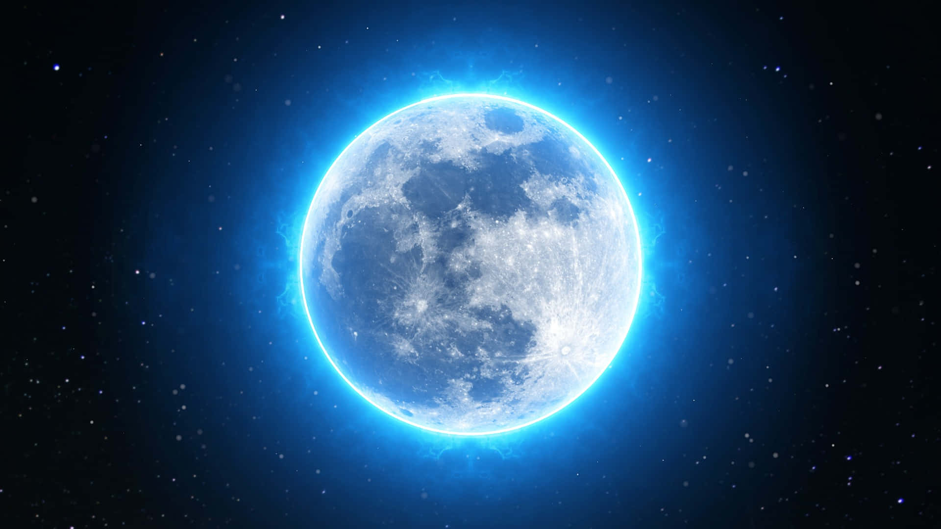 Blue Moon, glowing edge, starry cosmic backdrop, Full HD Desktop Wallpaper