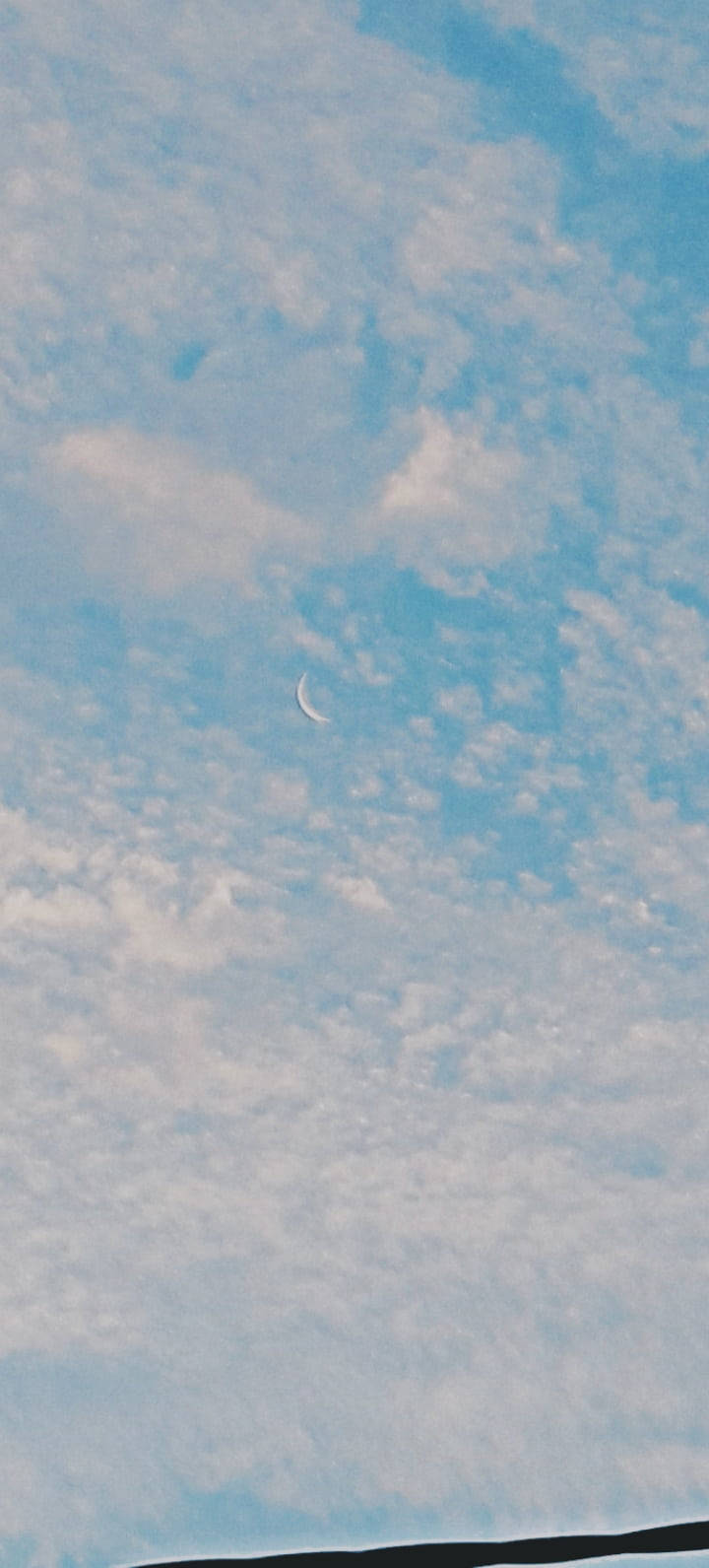crescent moon, soft blue tones, wispy white clouds, HD Phone Wallpaper