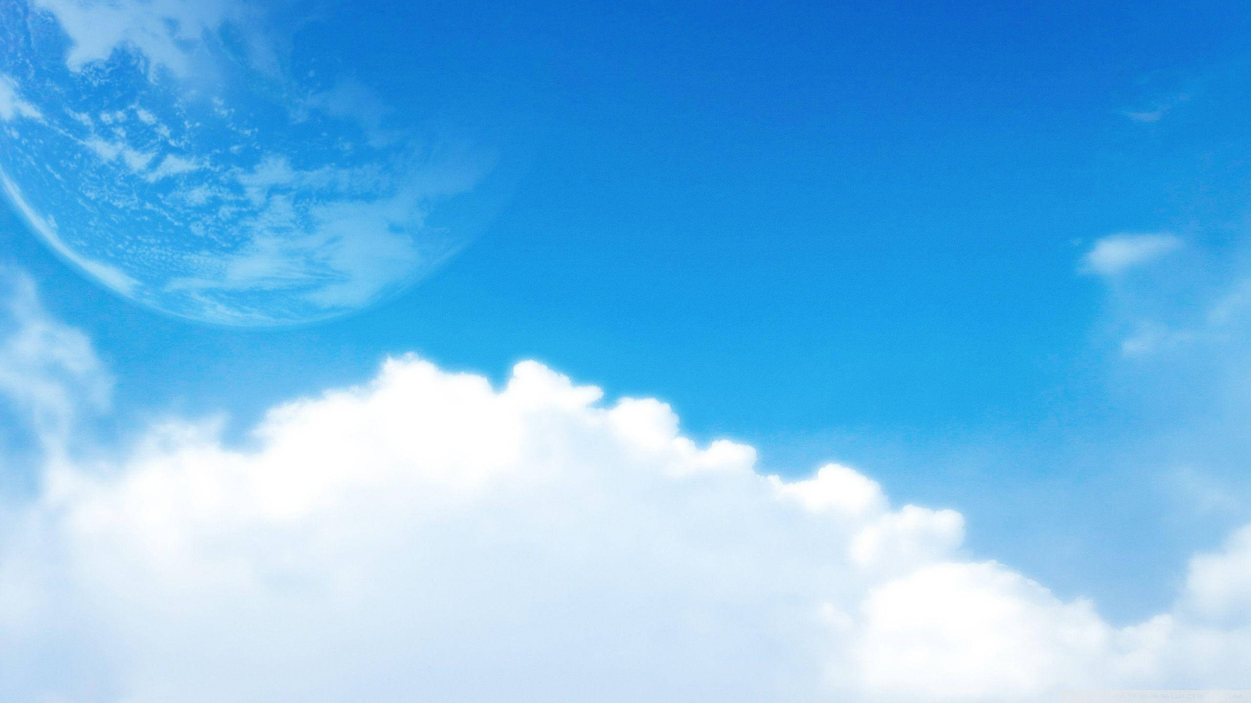 light blue aesthetic, moon sky, vibrant blue sky, 2K Desktop Wallpaper