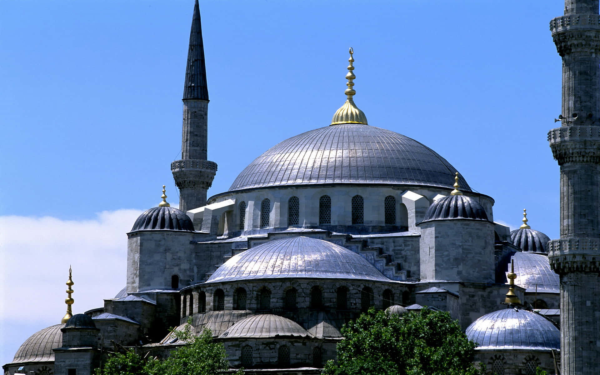 Blue Mosque, blue-domed, golden finials, Full HD Desktop Wallpaper
