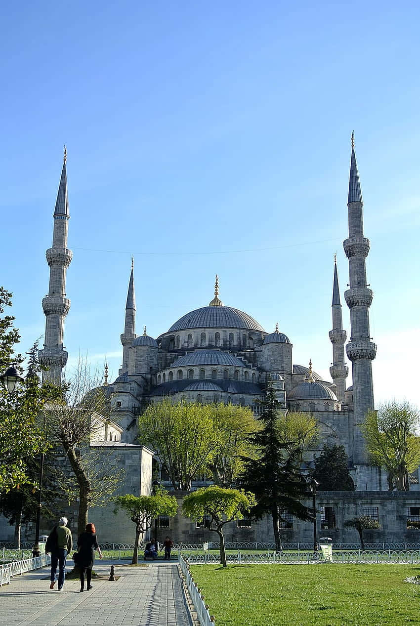 Blue Mosque, towering minarets, domes, SD Phone Wallpaper