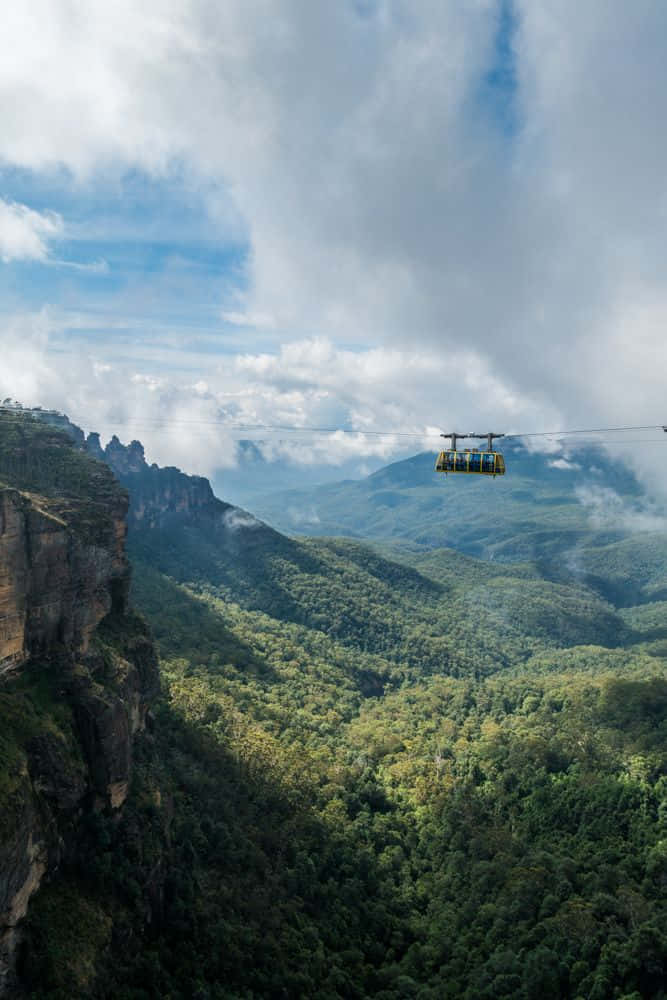 Blue Mountains National Park, cable car, lush green valley, SD Phone Wallpaper
