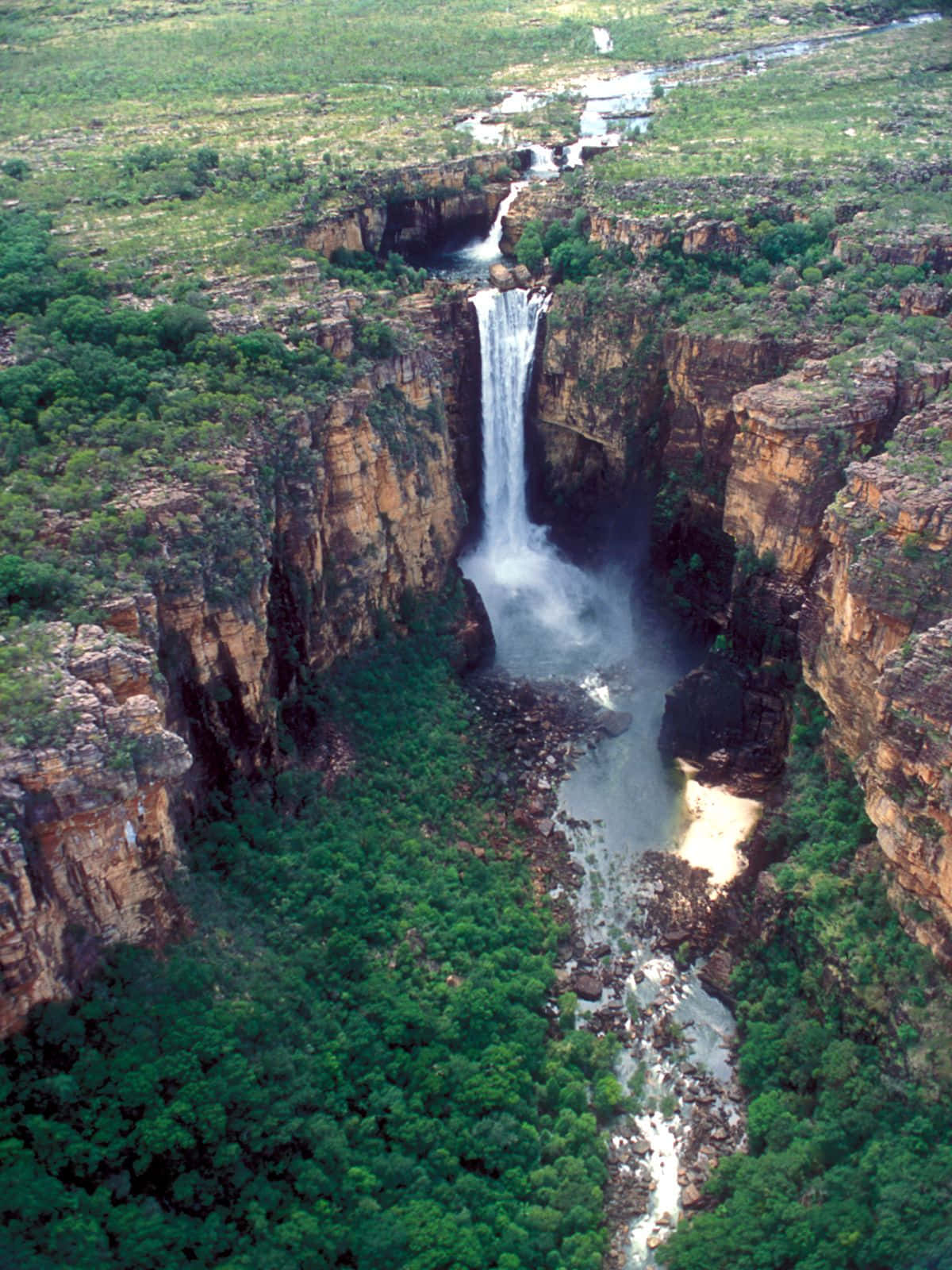 Blue Mountains National Park, aerial view, majestic waterfall, HD Phone Wallpaper