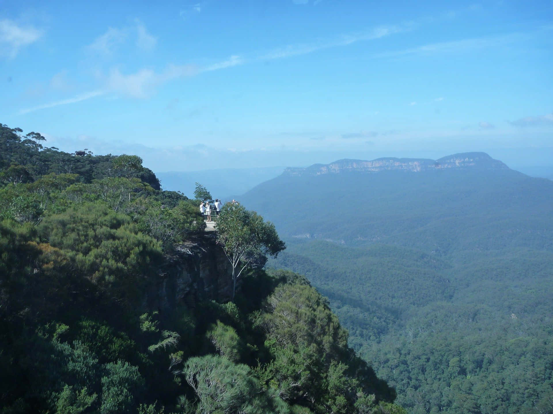 Blue Mountains National Park, cliff edge, vast green valley, Full HD Desktop Wallpaper