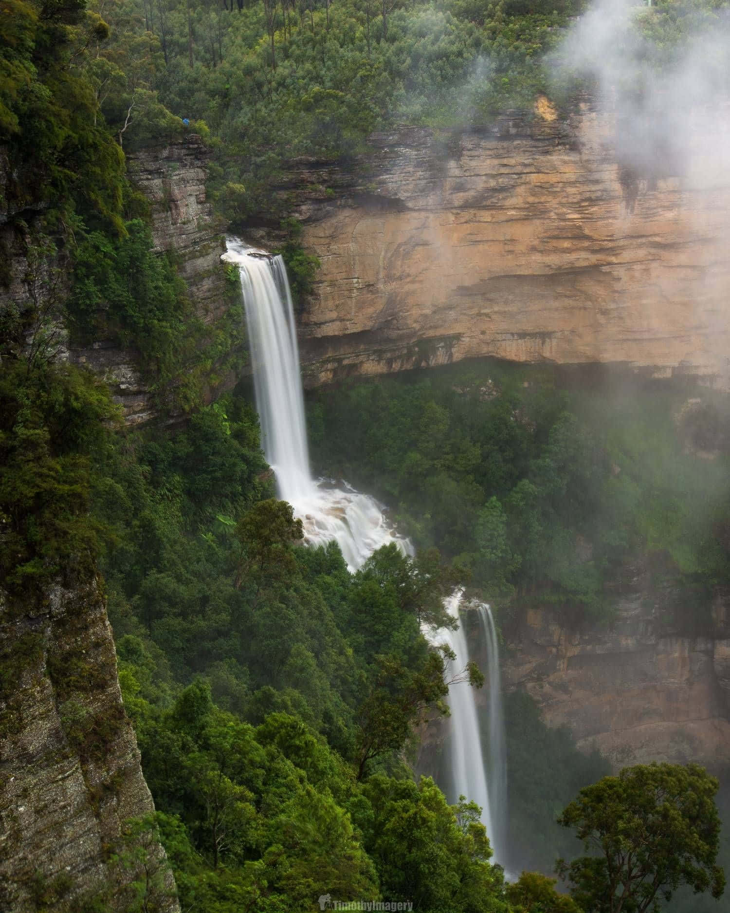 Blue Mountains National Park, waterfall, rugged cliff face, HD Phone Wallpaper