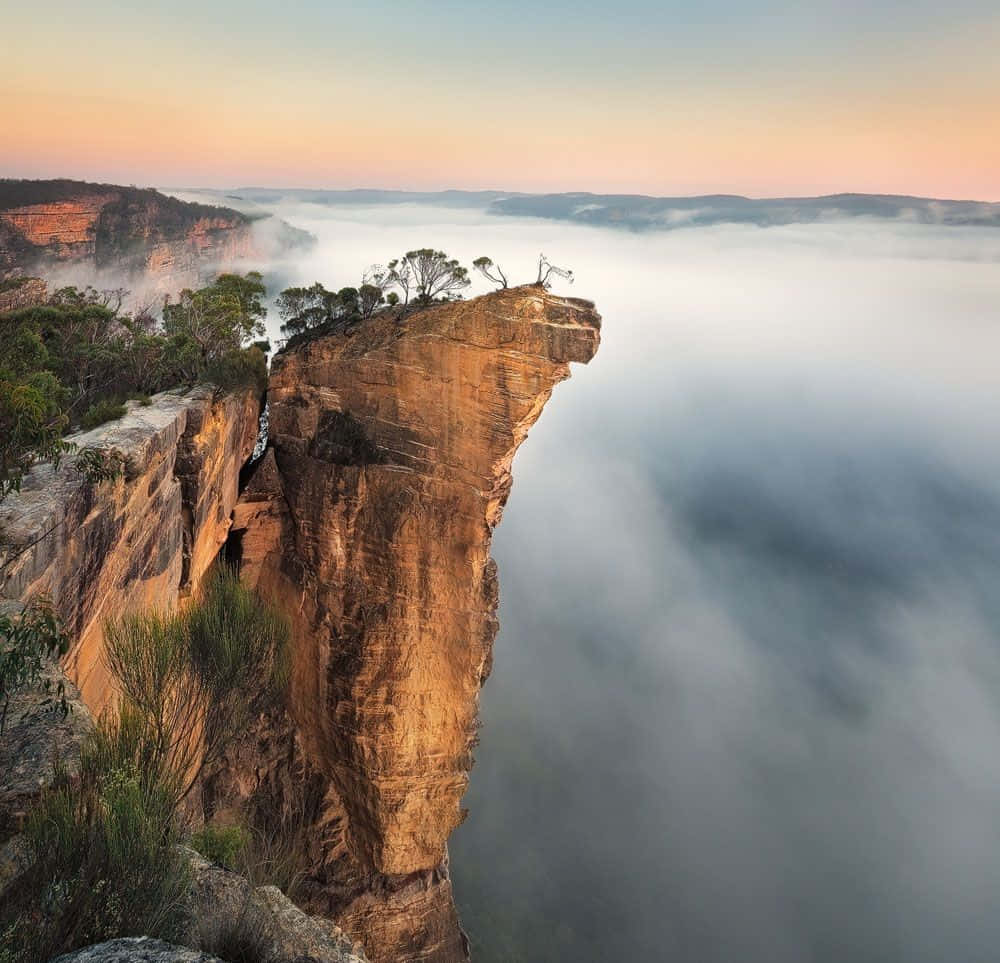 Blue Mountains National Park, cliff face, sea of mist, SD Desktop Wallpaper