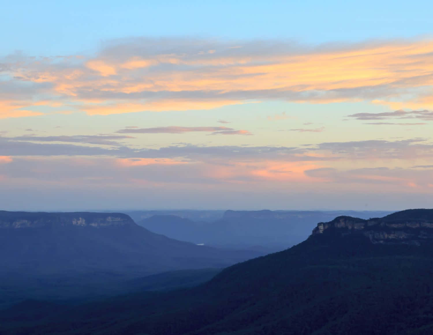 Blue Mountains National Park, Sunset, orange, HD Desktop Wallpaper