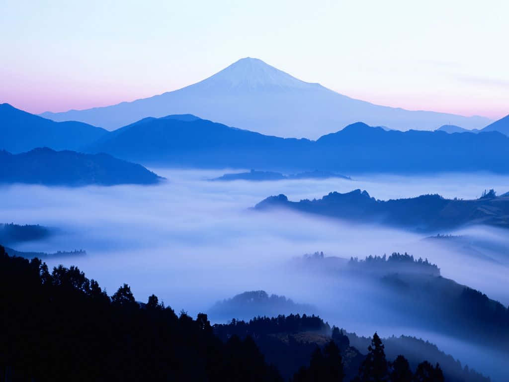Blue Mountains, snow-capped mountain, sea of misty blue valleys, SD Desktop Wallpaper