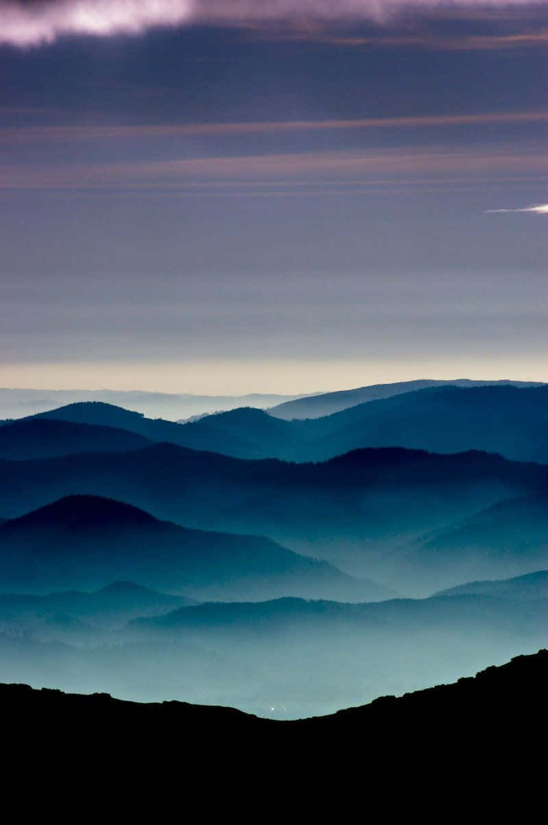 Blue Mountains, twilight sky, misty blues, SD Phone Wallpaper