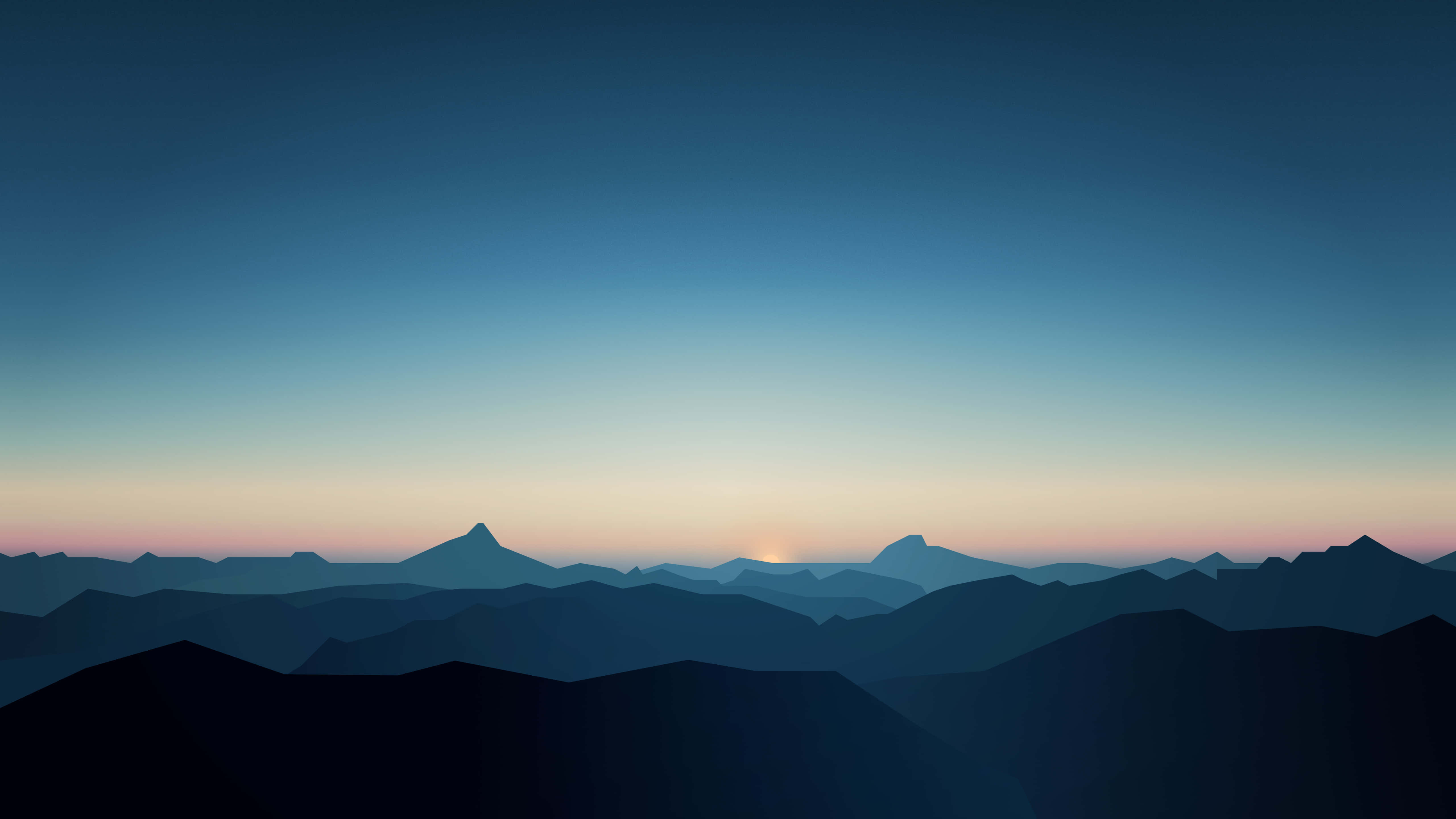Blue Mountain, sunrise, deep blue, 5K Desktop Wallpaper