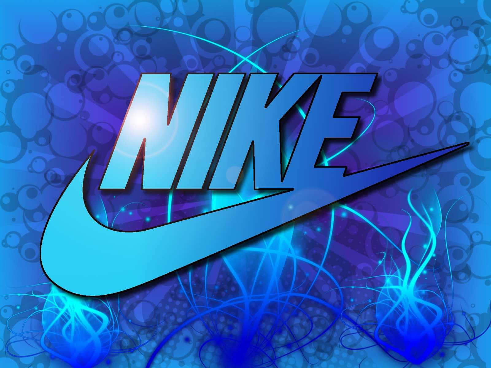 Nike, blue, glowing Nike logo, HD Desktop Wallpaper