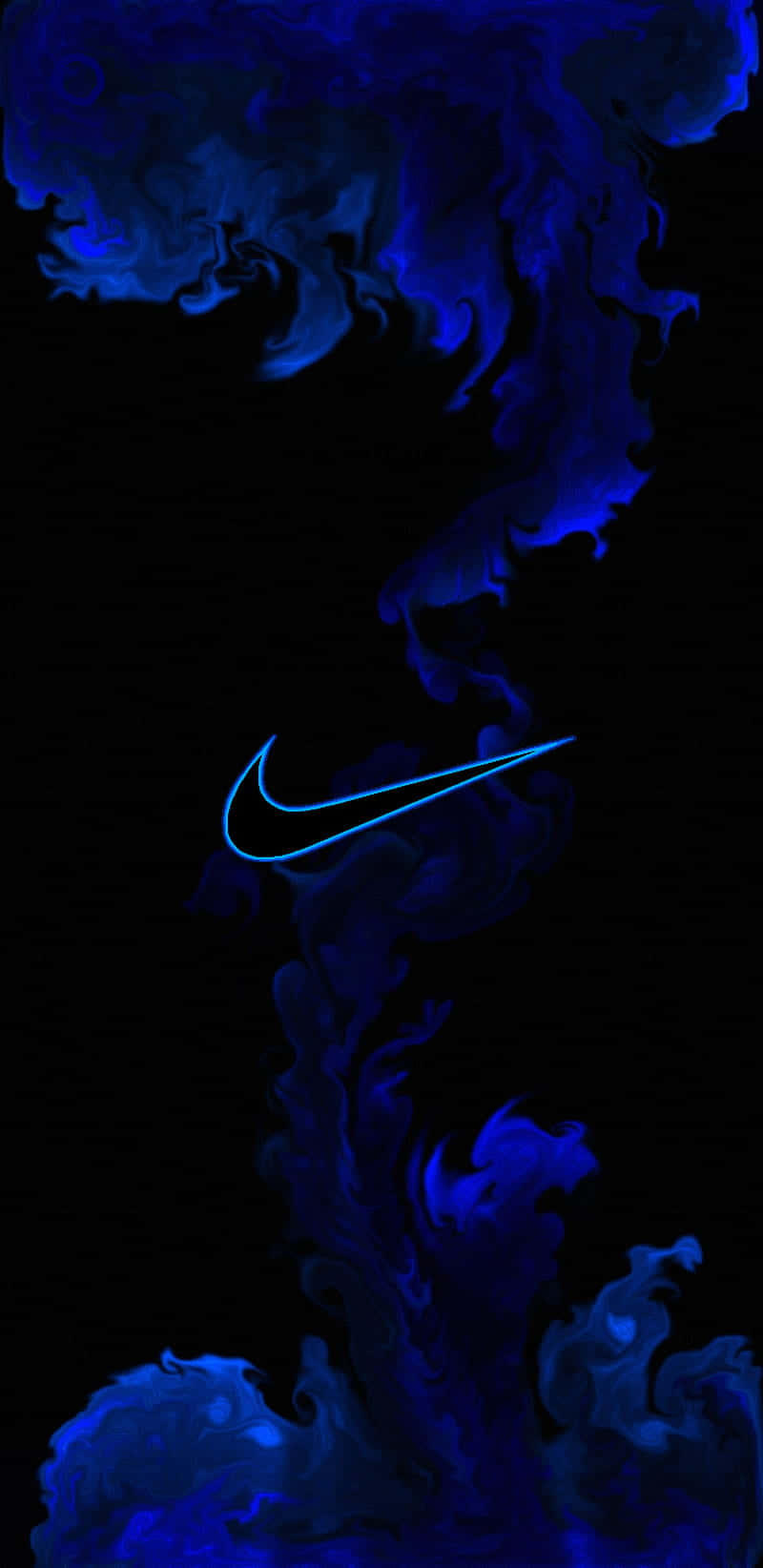 Blue Nike, glowing blue Nike swoosh, swirling dark blue smoke, HD Phone Wallpaper