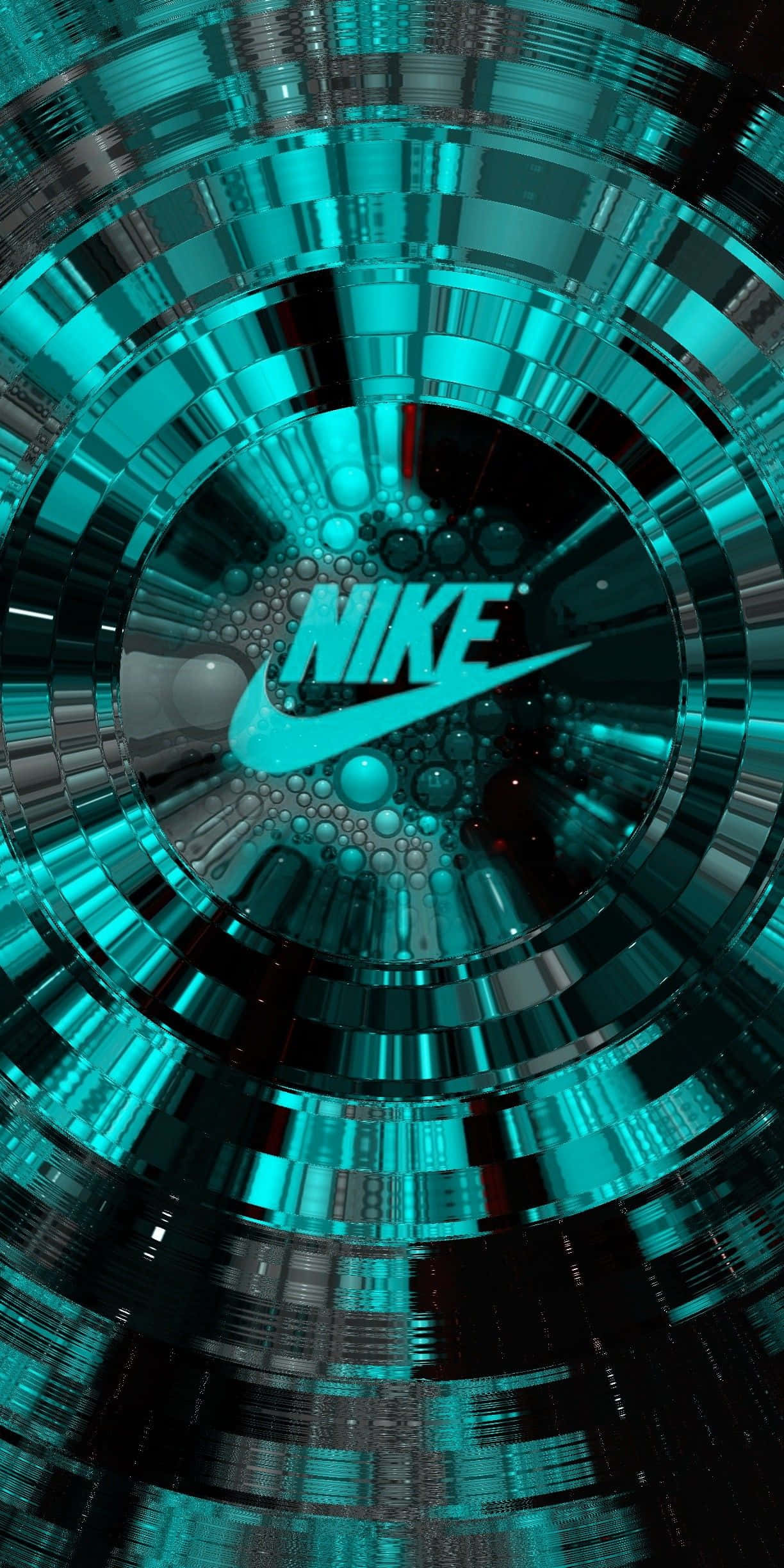 Blue Nike, teal Nike logo, metallic rings, Full HD Phone Wallpaper