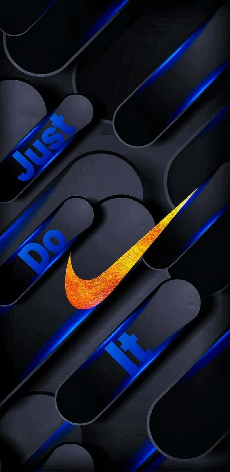 Blue Nike, Nike logo, fiery orange, HD Phone Wallpaper