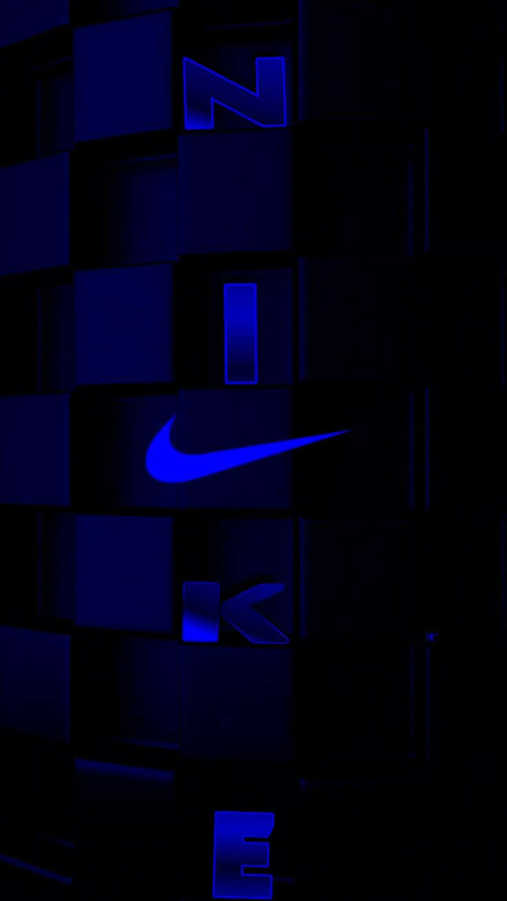 Blue Nike, Nike logo, dark cubes, HD Phone Wallpaper