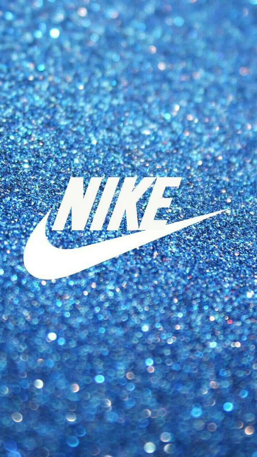 Blue Nike Logo, white Nike logo, vibrant blue glittery background, HD Phone Wallpaper