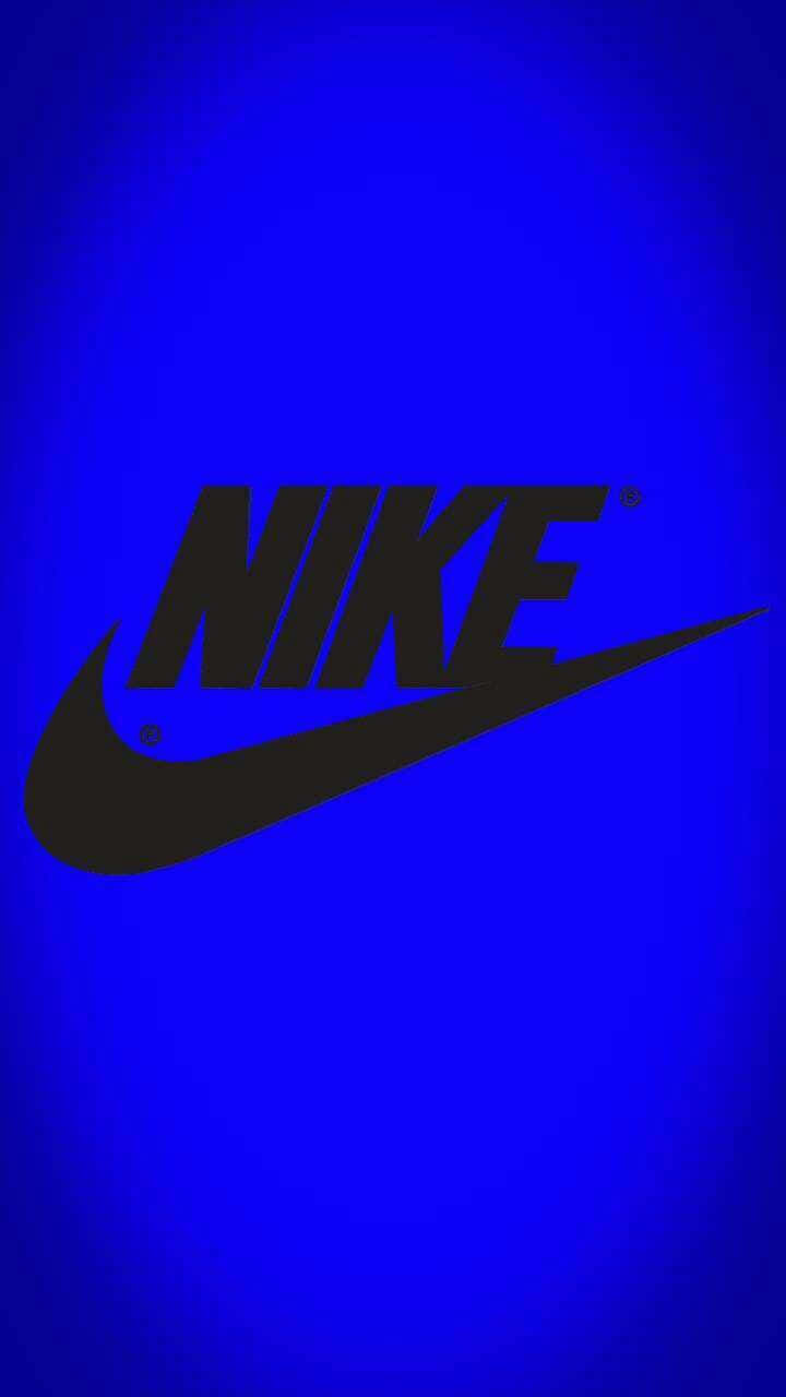 Blue Nike, Nike logo, black, HD Phone Wallpaper