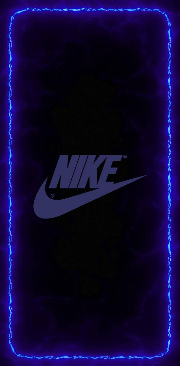 Neon blue, glowing blue neon border, Nike logo, HD Phone Wallpaper