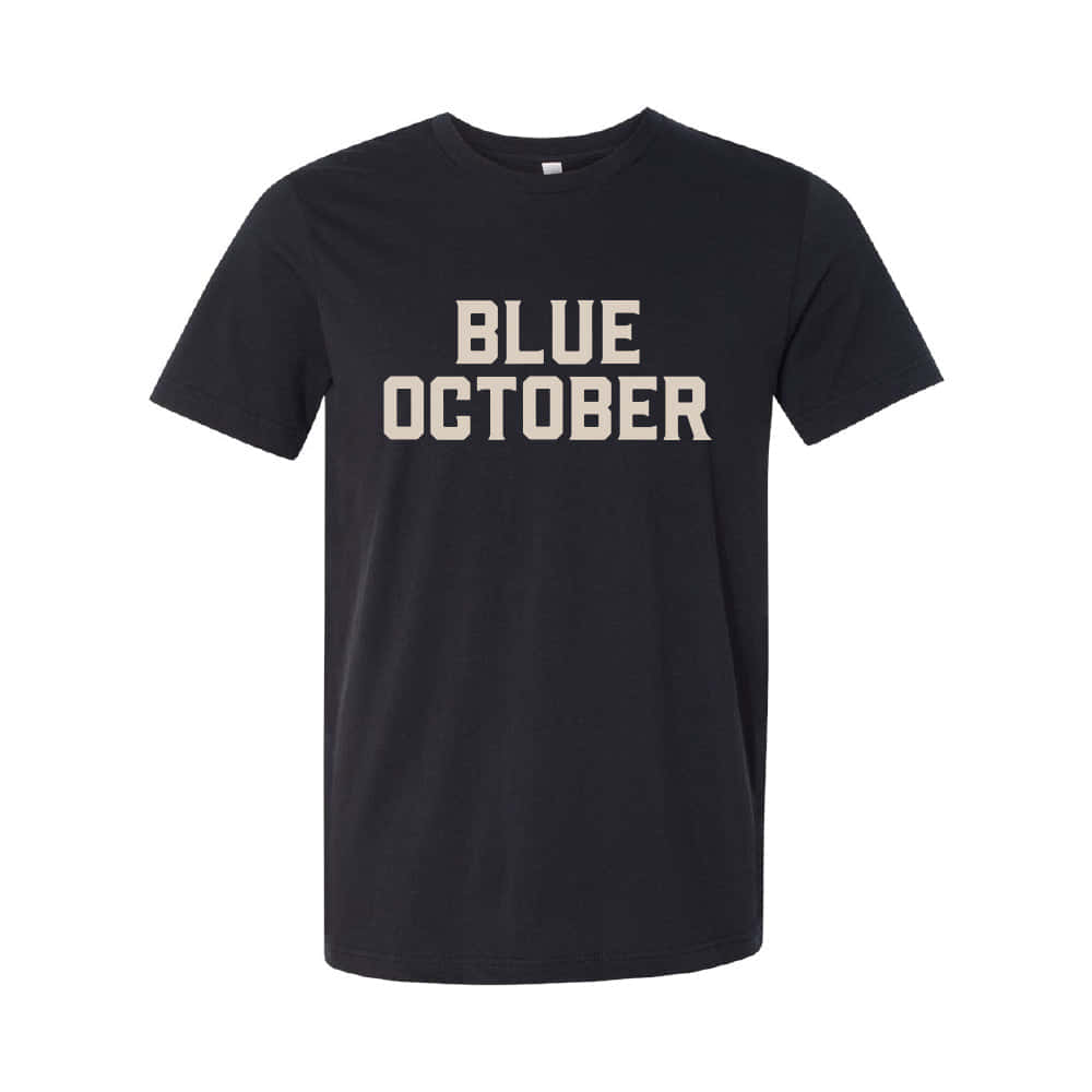 Blue October, black t-shirt, cream-colored text, SD Desktop Wallpaper