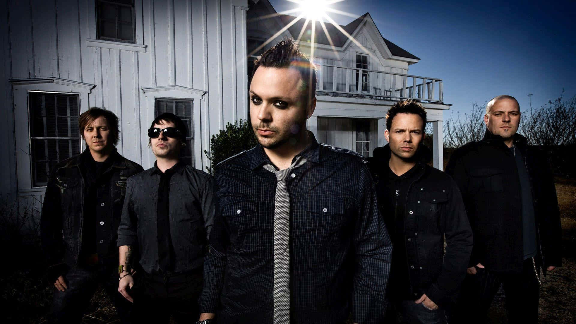 Blue October, white house, bright sun, Full HD Desktop Wallpaper