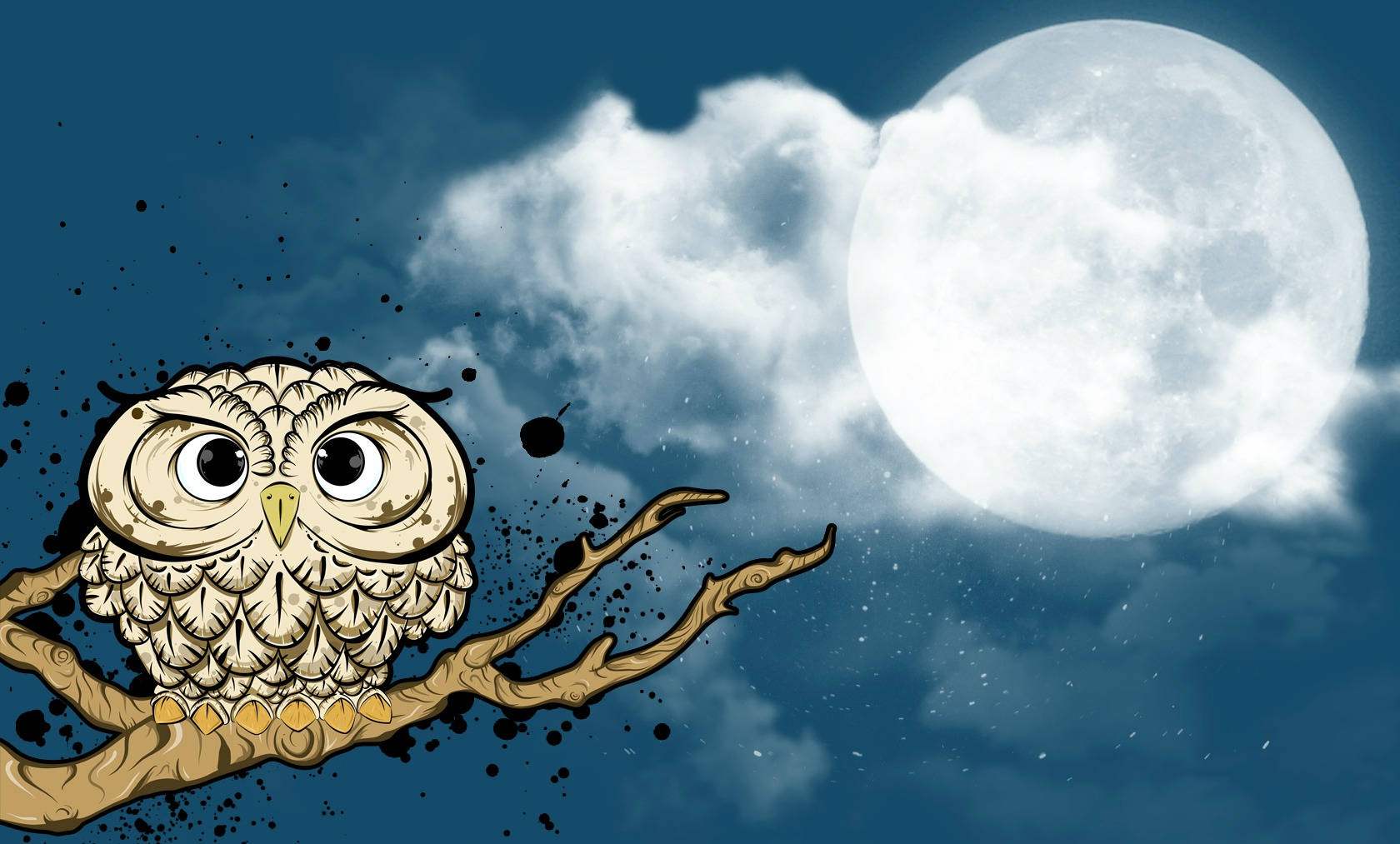 Blue Owl Moon, owl, full moon, HD Desktop Wallpaper