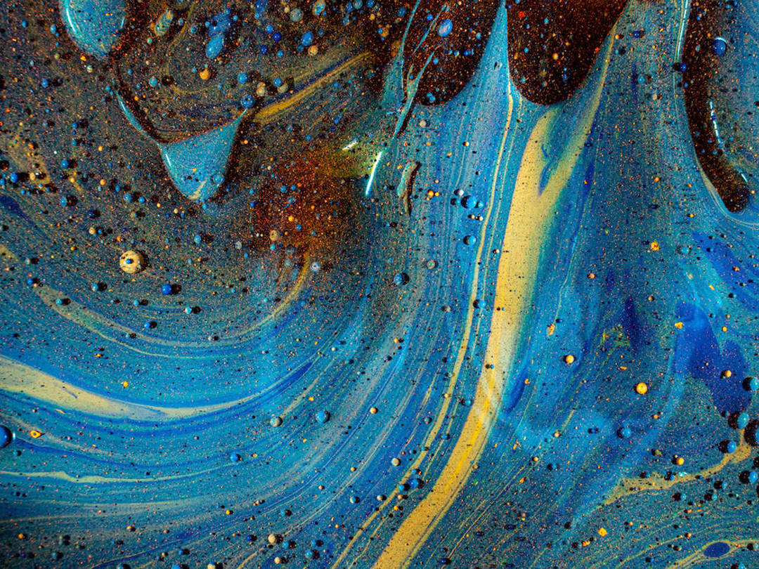 galaxy blue painting, swirling blues, golds, SD Desktop Wallpaper