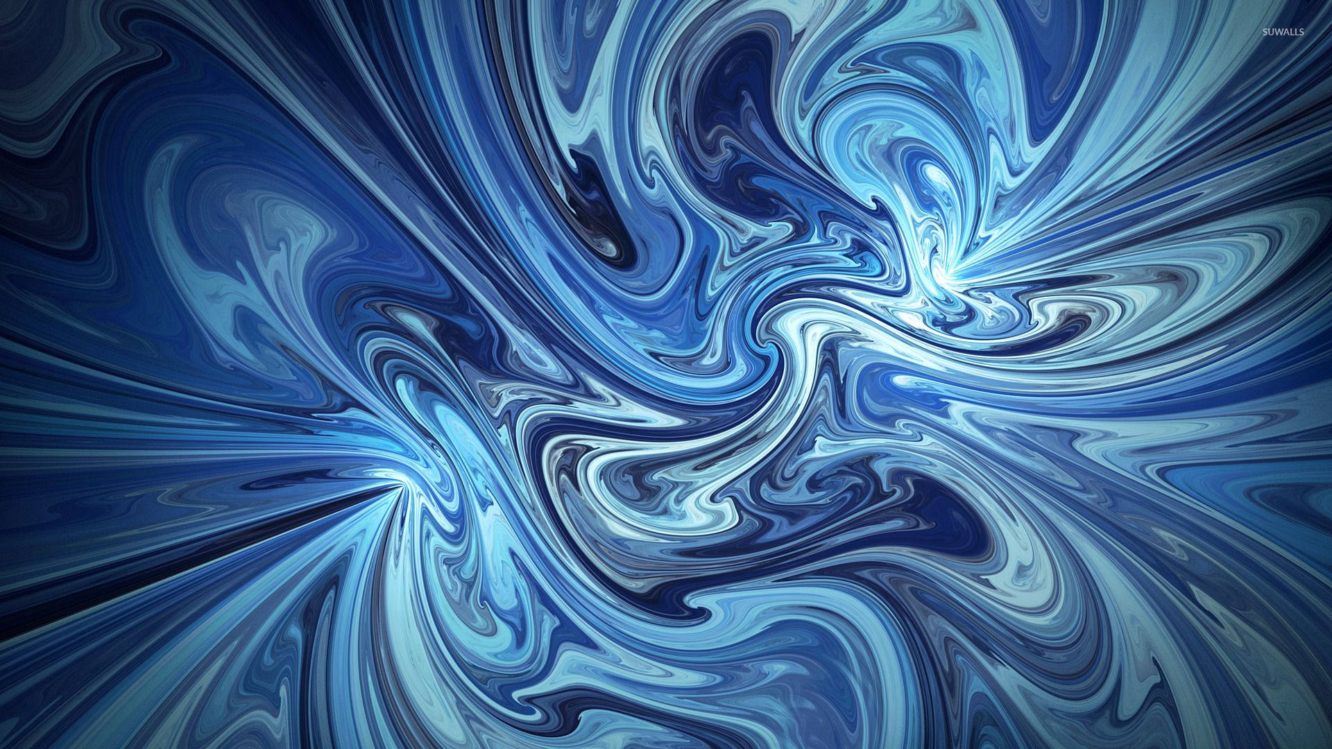 abstract liquid blue painting, deep blues, whites, Full HD Desktop Wallpaper