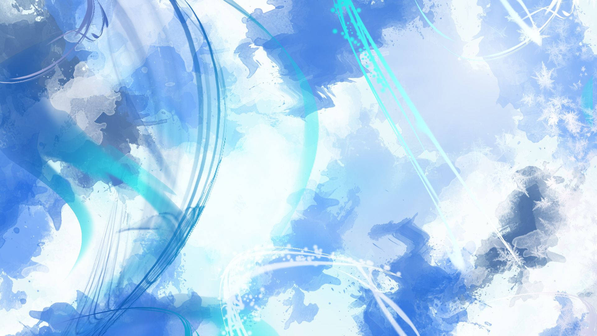 abstract blue pastel aesthetic, swirling blue and cyan brushstrokes, bright white background, Full HD Desktop Wallpaper