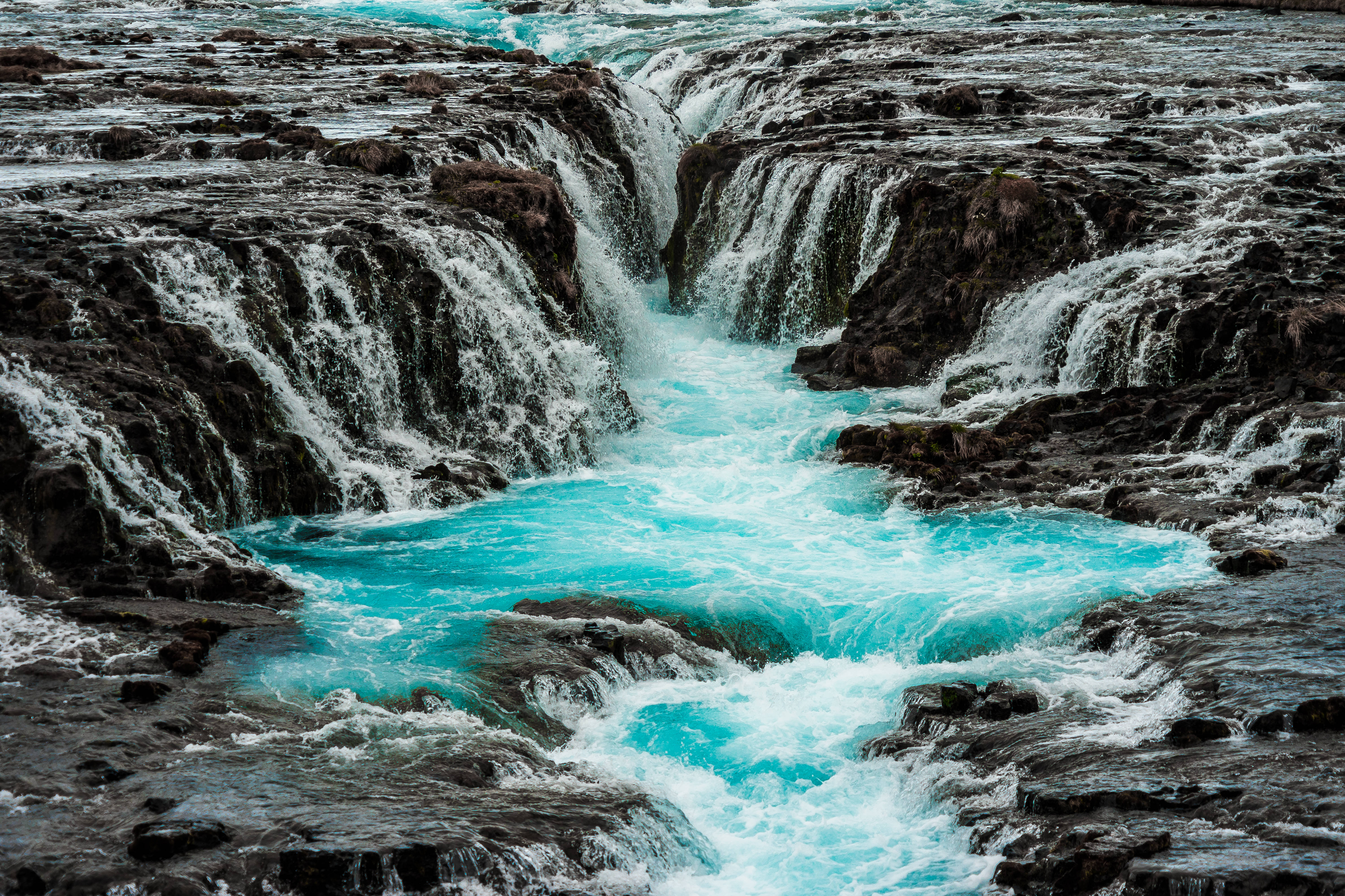 Blue Pastel Aesthetic, waterfall, turquoise water, 5K Desktop Wallpaper