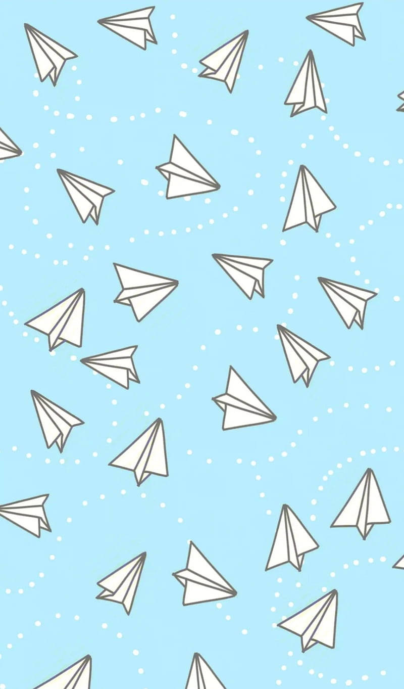 blue pastel aesthetic, paper airplanes, soft blue sky, HD Phone Wallpaper