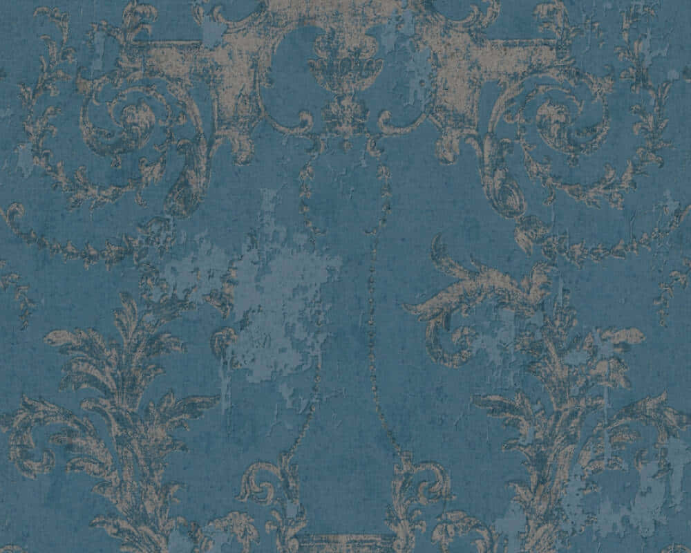 Distraught Wall Covering, vintage blue wallpaper, distressed ornate floral patterns, SD Desktop Wallpaper