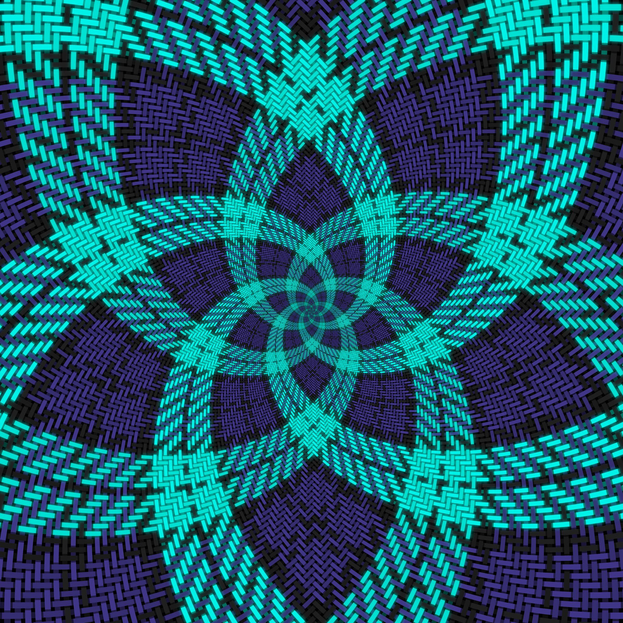 blue flower weave pattern, teal, purple, Full HD Desktop Wallpaper