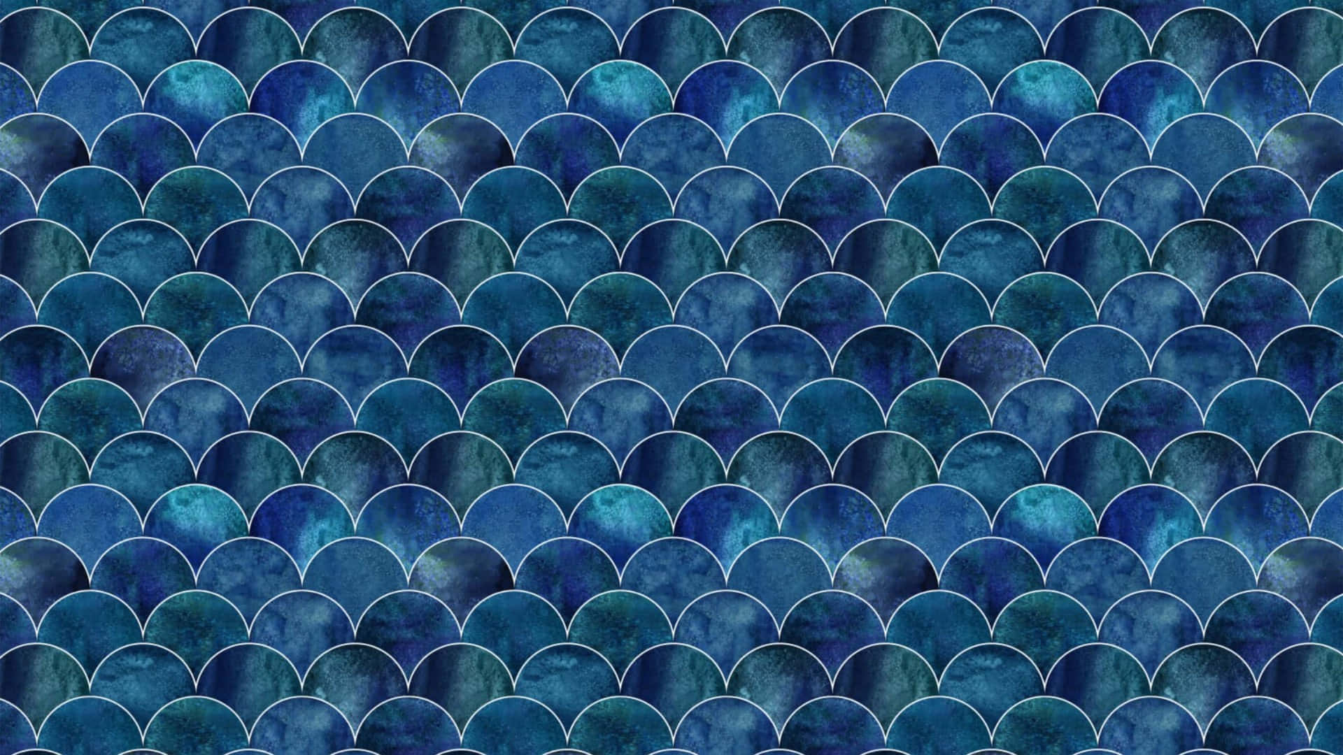blue scallop pattern, blue fish scales, white outlines, Full HD Desktop Wallpaper